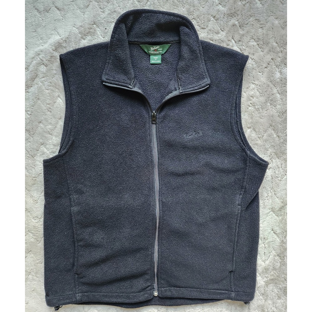 Woolrich Mens Full Zip Fleece Vest Charcoal Gray Black Size Medium